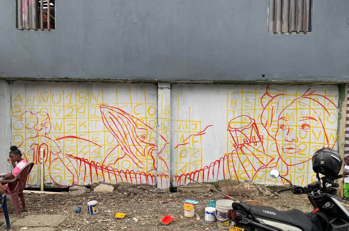 Proceso de pintura del mural — Comité Alberto Lleras Camargo